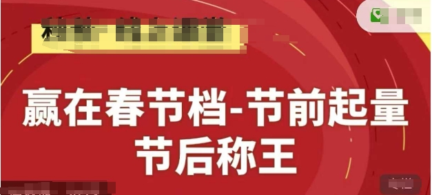 赢在春节档-节前起量，后称王，淘系精品线上系列课-项才网课-资源网-最新项目分享网