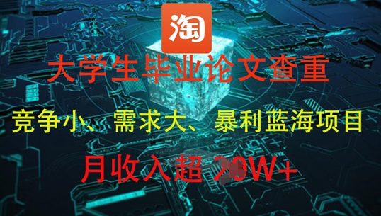 大学生毕业论文查重，暴利蓝海项目，月收入过1W+-项才网课-资源网-最新项目分享网