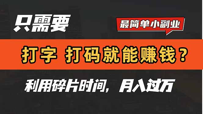 只需要打字，打码，就能赚钱？简单的赚钱小副业，利用碎片时间，月入过万-项才网课-资源网-最新项目分享网